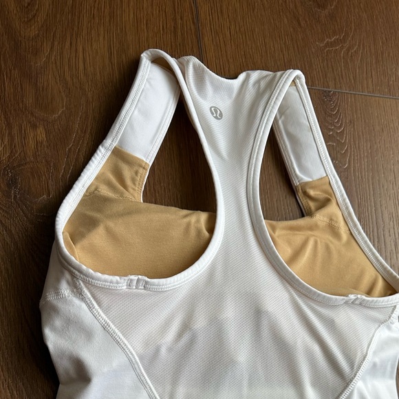 White Racerback Athletic Tank with Nude Lining & pocket on lower back - Picture 9 of 10